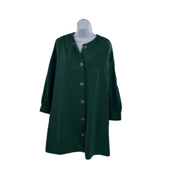 Tuckernuck NEW Dark Green Blake Long Sleeve Relaxed Fit Mini Dress Size S - Picture 4 of 11